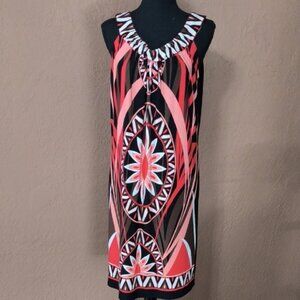 Cato Pink and Black Halter Midi Sundress Size Medium